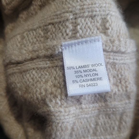 Banana Republic Beige Cable Knit Lamb's Wool Cashmere Blend Button Up Cardigan S - Picture 6 of 7